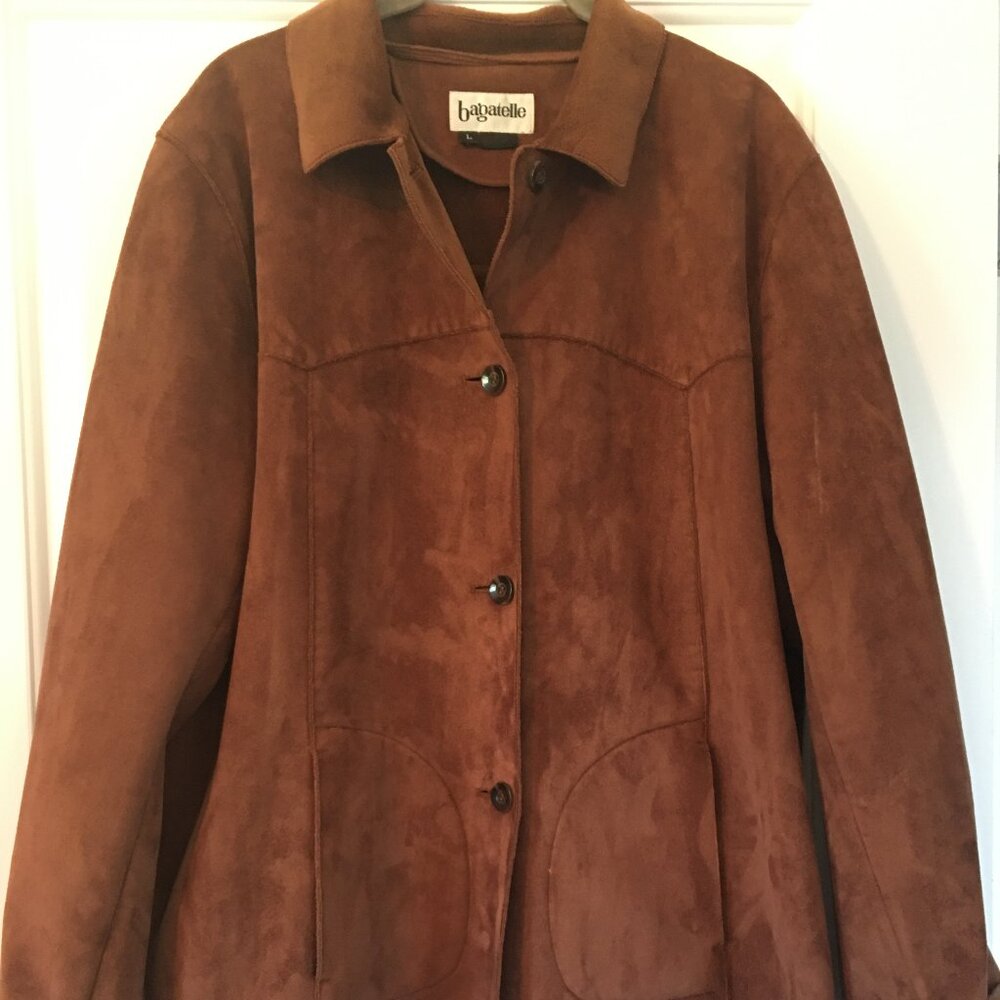 Vintage Bagatelle Faux Sued Brown Jacket Women's Size Large Super Soft!
